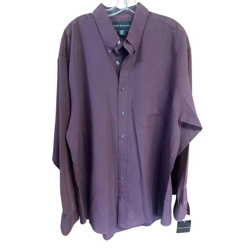 Croft & Barrow Men’s Woven Button down Dress Shirt Burgundy Sz XLT NWT